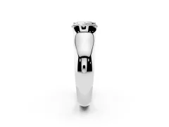 Round Cut Diamond Bezel Solitaire Ring Set in Silver with Wide Band