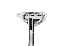 Fancy Green Heart Cut Diamond Cluster Halo Solitaire Ring Set in White gold with Prong Setting