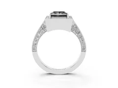 Fancy Black Princess Cut Diamond Halo Engagement Ring Set in Platinum with Accent Split Shank Band