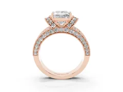 Princess Cut Diamond Milgrain Halo Pavé Engagement Ring Set in Rose gold with Prong Setting