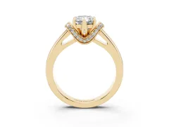 Radiant Cut Diamond Pavé Band Solitaire Ring Set in Yellow gold with Prong Setting