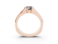Fancy Black Pear Cut Diamond Bezel Solitaire Ring Set in Rose gold with Wide Band