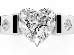 Heart Cut Diamond Channel-Set Band Ring Set in White gold with Bezel Prong Setting