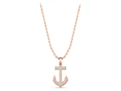 Pavé Round Diamond Anchor Pendant Set in Rose gold with Four-Prong Setting