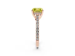 Fancy Yellow Asscher Cut Diamond Solitaire Ring Set in Rose gold with Brilliant Pavé Band and Prong Setting