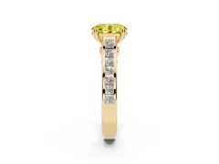 Fancy Yellow Oval Cut Diamond Channel Set Solitaire Engagement Ring Set in Yellow gold with Prong Setting