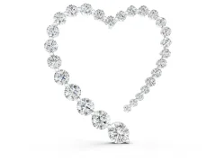 Round Diamond Heart Pendant Set in Silver with Prong-Set Outline