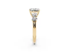 Radiant Cut Diamond Five-Stone Prong Set Ring Set in Yellow gold with Classic Band