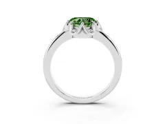 Fancy Green Heart Cut Diamond Round Cluster Halo Ring Set in White gold with Solitaire Band and Prong Setting