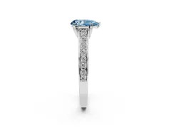 Fancy Blue Pear Cut Diamond Solitaire Pavé Engagement Ring Set in Platinum with Prong Setting