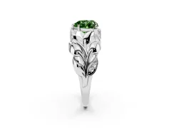 Fancy Green Heart Cut Diamond Leaf-Inspired Engagement Ring Set in Platinum with Round Accents