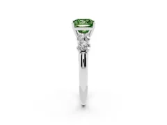 Fancy Green Princess Cut Diamond Five-Stone Prong Set Ring Set in White gold with Classic Band