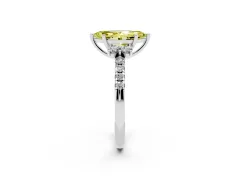 Fancy Yellow Marquise Cut Diamond Three-Stone Pavé Ring Set in Silver with Prong Setting