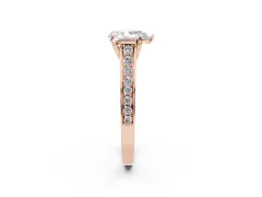 Pear Cut Diamond Solitaire Pavé Engagement Ring Set in Rose gold with Prong Setting