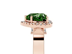 Fancy Green Heart Cut Diamond Halo Ring Set in Rose gold with Twist Band and Pavé Accents