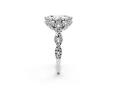 Marquise Cut Diamond Halo Twist Band Solitaire Ring Set in Silver with Prong-Set Center Stone