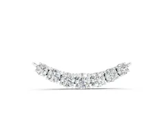 Round Brilliant Diamond Curved Bar Necklace Set in Silver with Prong Setting