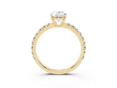 Oval Cut Diamond Pavé Solitaire Engagement Ring Set in Yellow gold with Prong Setting