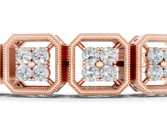 Round Diamond Tennis Bracelet Set in Rose gold with Milgrain Bezel Setting