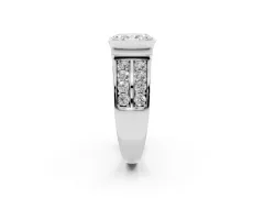 Radiant Cut Diamond Wide Channel Set Band Ring Set in White gold with Bezel Setting