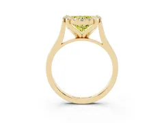 Fancy Yellow Heart Cut Diamond Cluster Halo Solitaire Ring Set in Yellow gold with Prong Setting