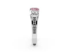 Fancy Pink Princess Cut Diamond Three-Stone Ring Set in Silver with Textured Band