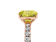 Fancy Yellow Radiant Cut Diamond Pavé Solitaire Engagement Ring Set in Rose gold with Prong Setting