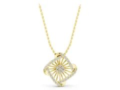 Round Diamond Cluster Pendant Set in Yellow gold with Prong Setting