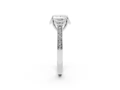 Princess Cut Diamond Halo Ring Set in Silver with Channel Set Band and Prong Setting