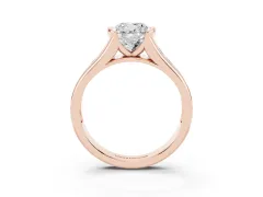 Cushion Cut Diamond Bezel-Set Solitaire Ring Set in Rose gold with Channel-Set Band