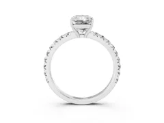 Radiant Cut Diamond Pavé Solitaire Engagement Ring Set in White gold with Prong Setting