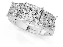 Princess Cut Diamond Three-Stone Ring Set in White gold with Textured Band