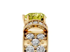 Fancy Yellow Heart Cut Diamond Milgrain Halo Pavé Engagement Ring Set in Yellow gold with Prong Setting