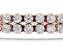 Round Diamond Double Row Tennis Bracelet Set in Rose gold with Prong Setting