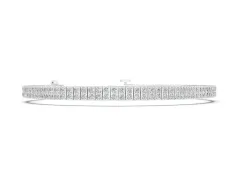 Round Diamond Three-Row Tennis Bracelet Set in Silver with Prong Setting