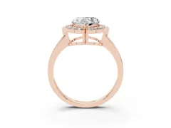 Heart Cut Diamond Halo Cluster Engagement Ring Set in Rose gold with Solitaire Band and Prong Setting