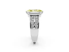 Fancy Yellow Marquise Cut Diamond Wide Channel Set Band Ring Set in Silver with Bezel Setting