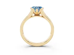 Fancy Blue Heart Cut Diamond Bezel-Set Solitaire Ring Set in Yellow gold with Channel-Set Band