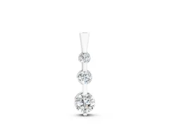 Three-Stone Round Diamond Linear Pendant Set in Silver with Prong Setting