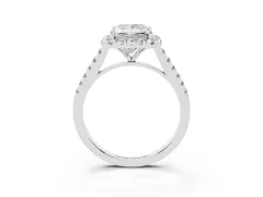 Princess Cut Diamond Halo Pavé Engagement Ring Set in White gold with Prong Setting