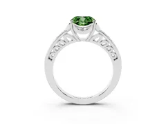 Fancy Green Cushion Cut Diamond Halo Ring Set in White gold with Channel Set Band and Prong Setting