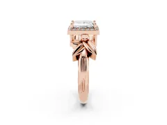 Princess Cut Diamond Halo Floral Band Ring Set in Rose gold with Prong Setting