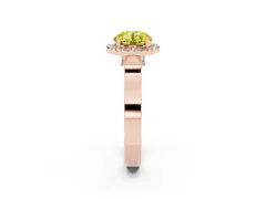 Fancy Yellow Round Cut Diamond Halo Ring Set in Rose gold with Pavé-Lined Split Shank Band