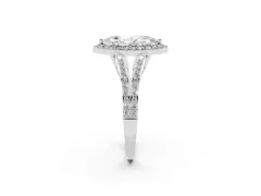Marquise Cut Diamond Halo Split Shank Pavé Ring Set in White gold with Prong Setting