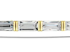Baguette Cut Diamond Tennis Bracelet Set in Yellow gold with Bar Setting