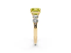 Fancy Yellow Asscher Cut Diamond Five-Stone Prong Set Ring Set in Yellow gold with Classic Band