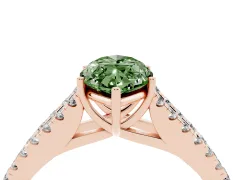 Fancy Green Marquise Cut Diamond Split Shank Pavé Engagement Ring Set in Rose gold with Prong-Held Center Stone