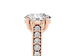 Oval Cut Diamond Prong Set Solitaire Engagement Ring Set in Rose gold with Pavé Band