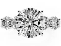 Round Cut Diamond Five-Stone Prong Set Ring Set in Platinum with Classic Band