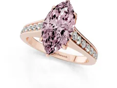 Fancy Pink Marquise Cut Diamond Solitaire Pavé Engagement Ring Set in Rose gold with Prong Setting